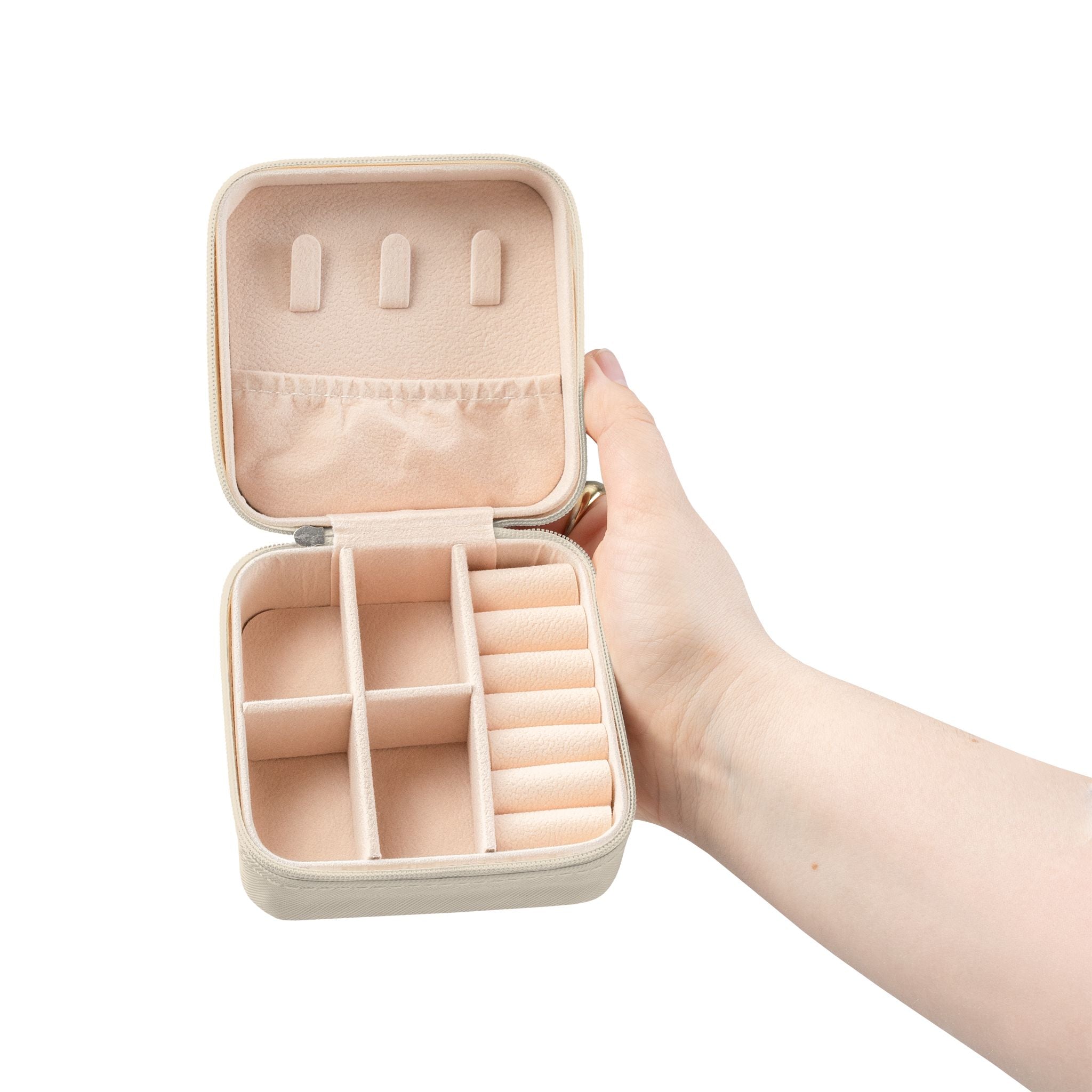 Kompaktes Pearlvy Schmuck-Reiseetui — Tragbarer Ring- & Ohrringe-Organizer