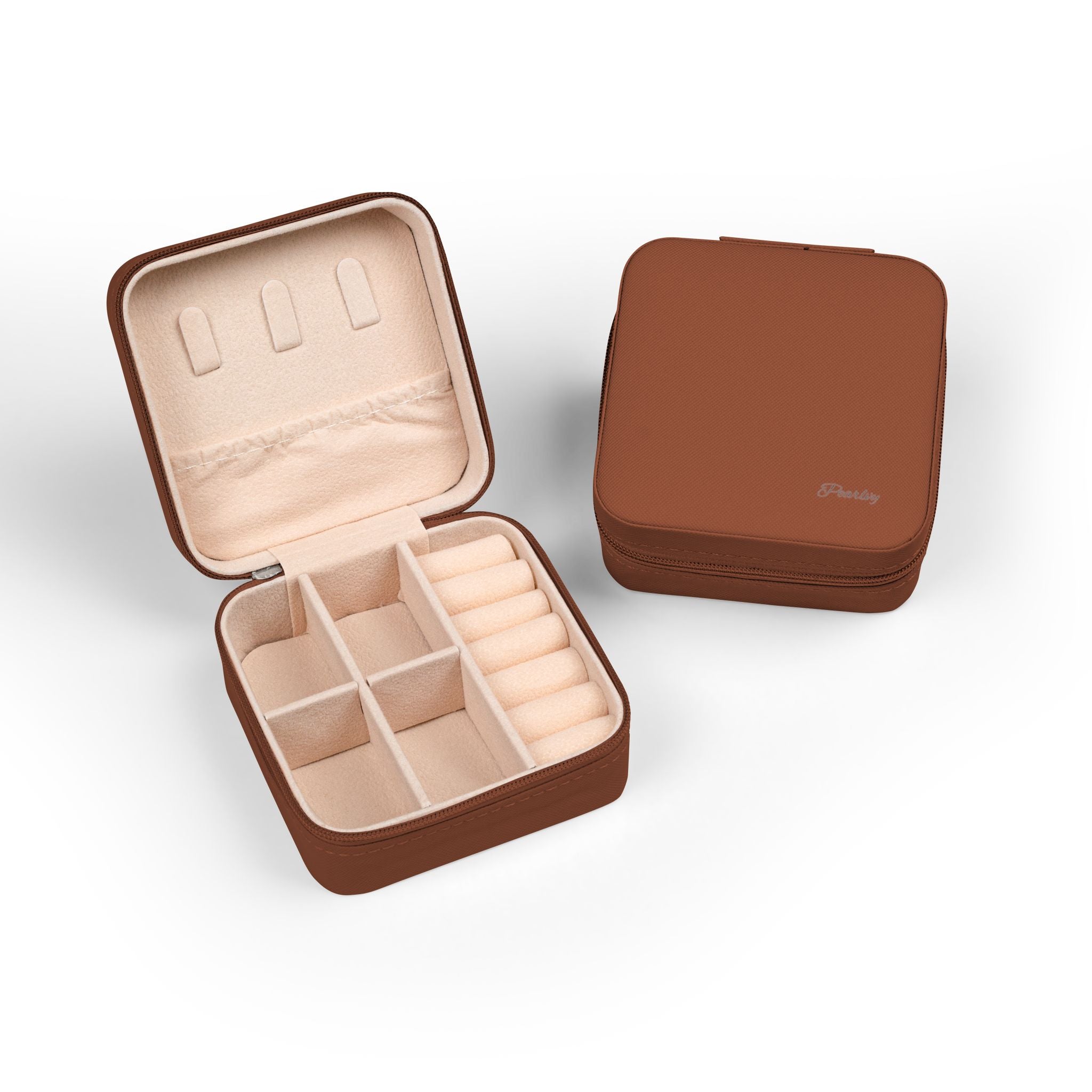 Kompaktes Pearlvy Schmuck-Reiseetui — Tragbarer Ring- & Ohrringe-Organizer