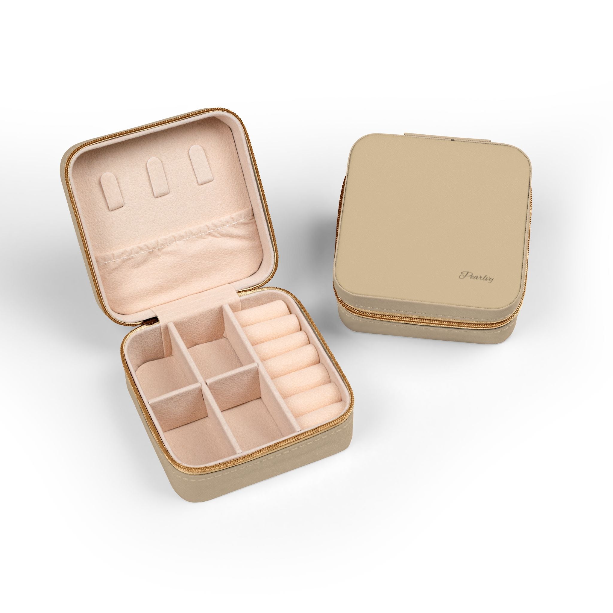 Kompaktes Pearlvy Schmuck-Reiseetui — Tragbarer Ring- & Ohrringe-Organizer