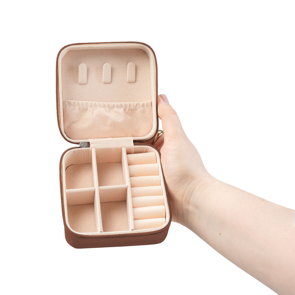 Kompaktes Pearlvy Schmuck-Reiseetui — Tragbarer Ring- & Ohrringe-Organizer