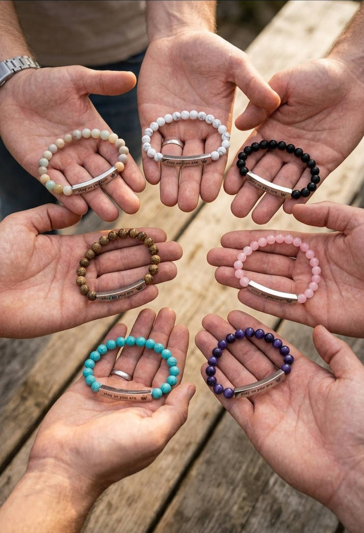 Pearlvy Graviertes Naturstein Stretcharmband – Personalisiertes Geschenk